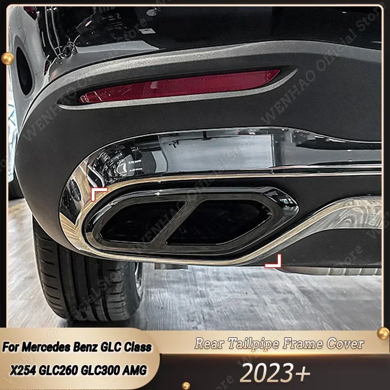 For Mercedes Benz GLC Class X254 GLC260 GLC300 AMG 2023+ Car Tail Outlet Frame Muffler Bumper Exhaust Pipe Cover Body Kit Tuning