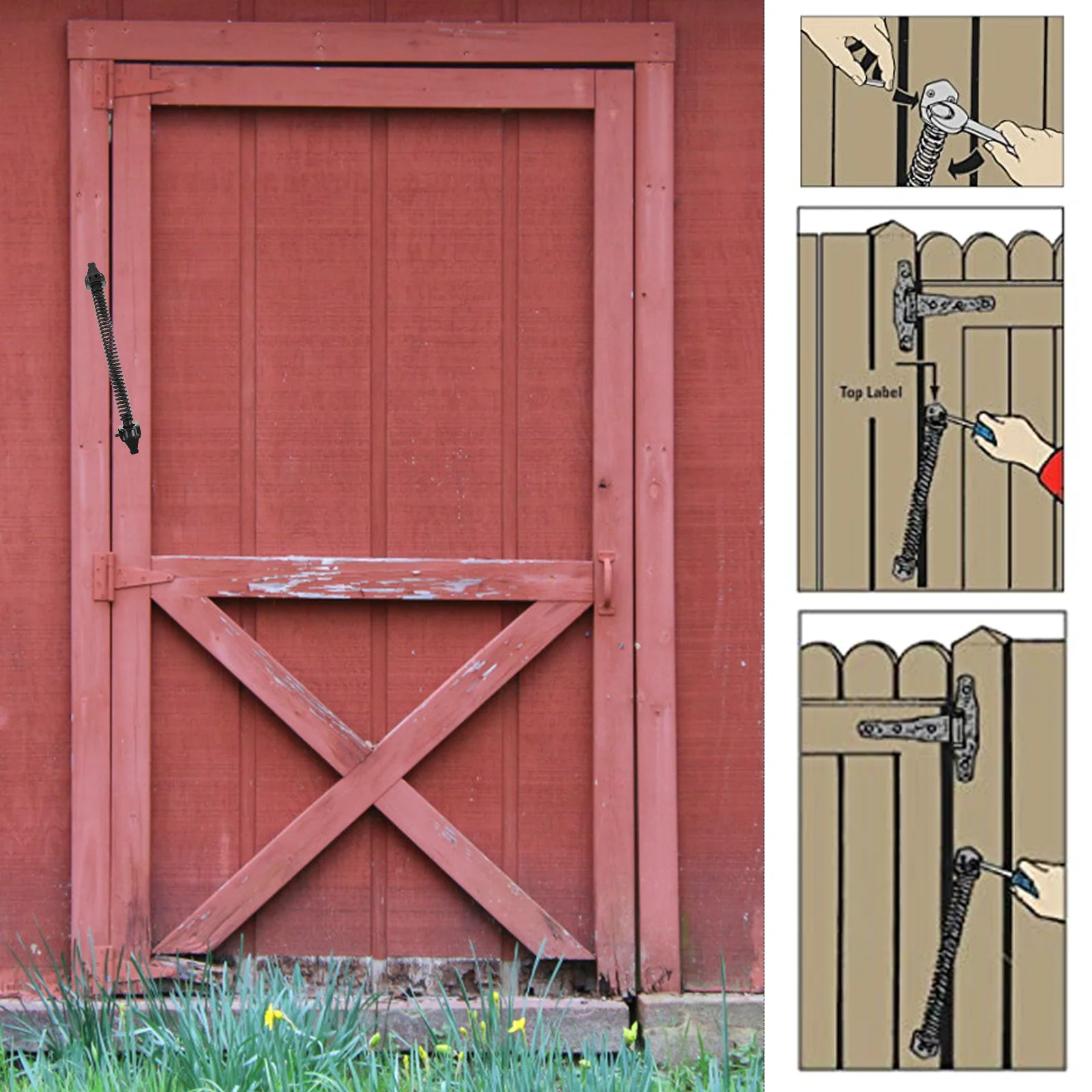 

1 Set Outdoor Wood Box Hinge Heavy Duty Self Closing Gate Spring Villa Courtyard Fence Door Spring Hinge Rustproof Smooth Finish