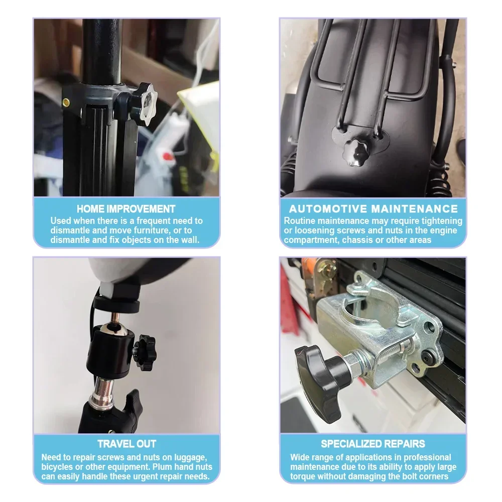 핸드 노브 나사 볼트 키트, M5 M6 M8 플럼 핸들, 6 성급 접착제 별 모양 헤드 나사 클램핑 엄지 핸들 기계 볼트 너트