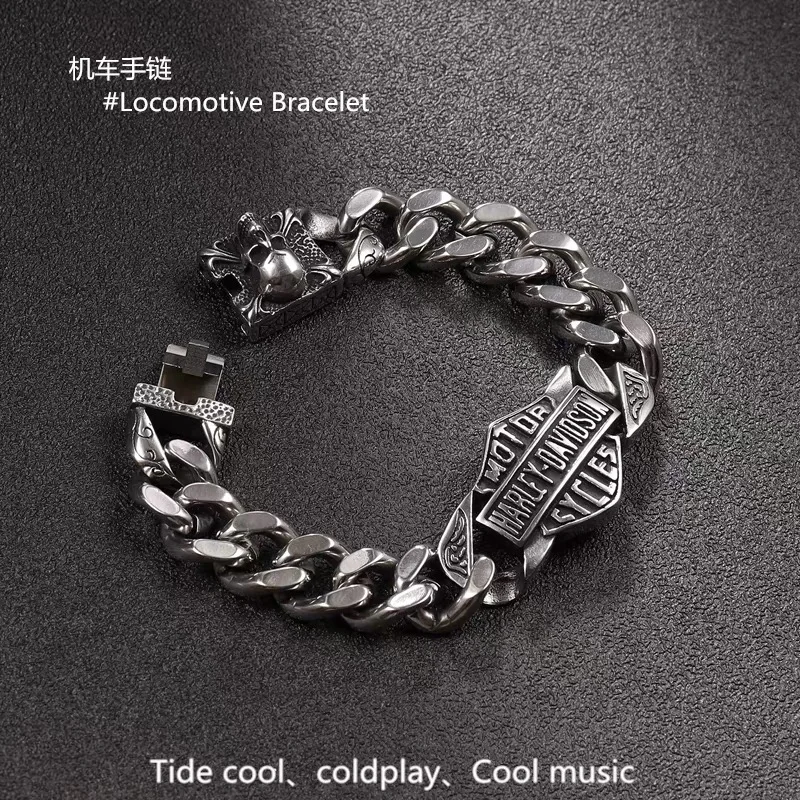 For Harley Davidson Electra Glide Ultra 1250 Engine Skull Eagle Bracelet Personality Vintage Skull Mens Boys Bracelet Accessory