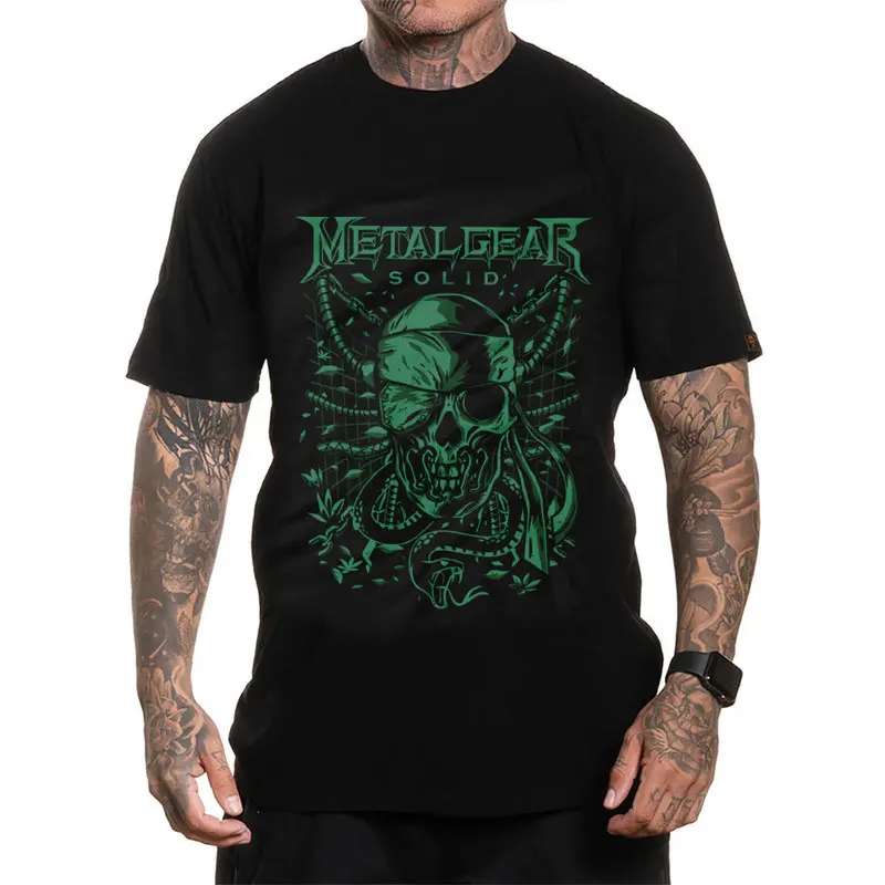 Metal Gear Solid MGS Game Gift T‑Shirt for Gamer Unisex Cotton Short Sleeve Tees Solid Snake Graphic Print Streetwear Tops