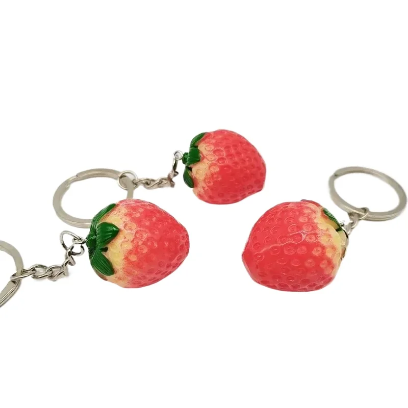 

New Creative Strawberry Keychain for Women Key Chain Girl Jewelry 3CM Cute Fruit Car Key Holder Keyring Bag Pendant Accessories