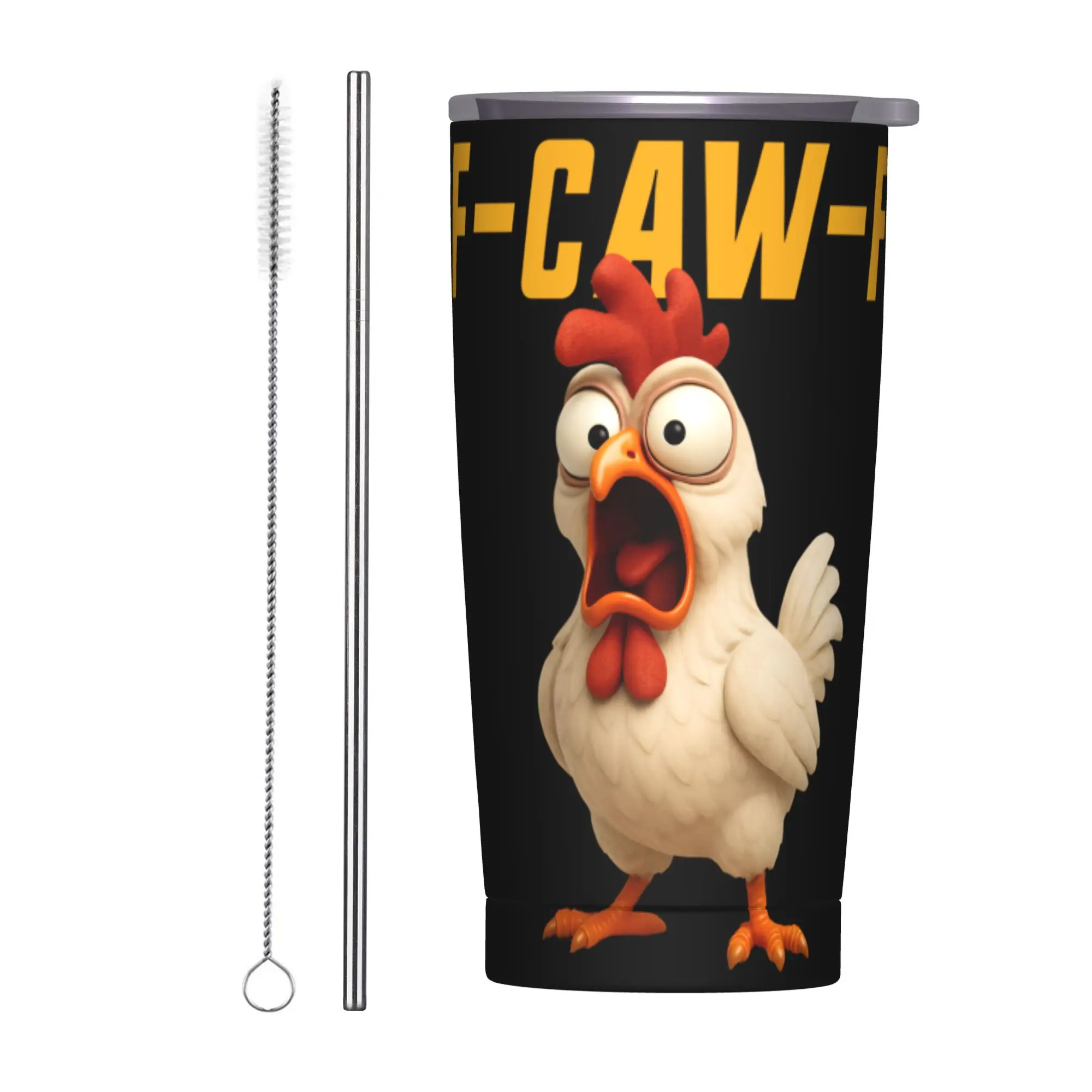 

Забавная кружка-термос F-Caw-F Chicken FCAWF с вакуумной изоляцией, непроливаемая, для путешествий и активного отдыха, бутылка для воды, 20 унций