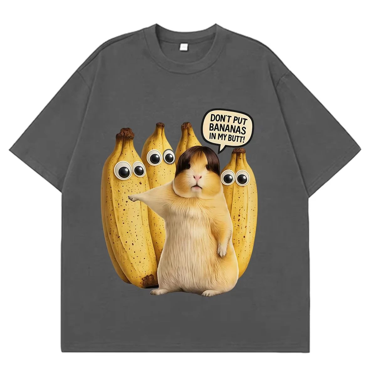 Funny Hamster Banana Animal Meme Graphic T Shirt Men Women Hip-hop T-shirt Summer Short-sleeved Loose Casual Cotton T-shirts