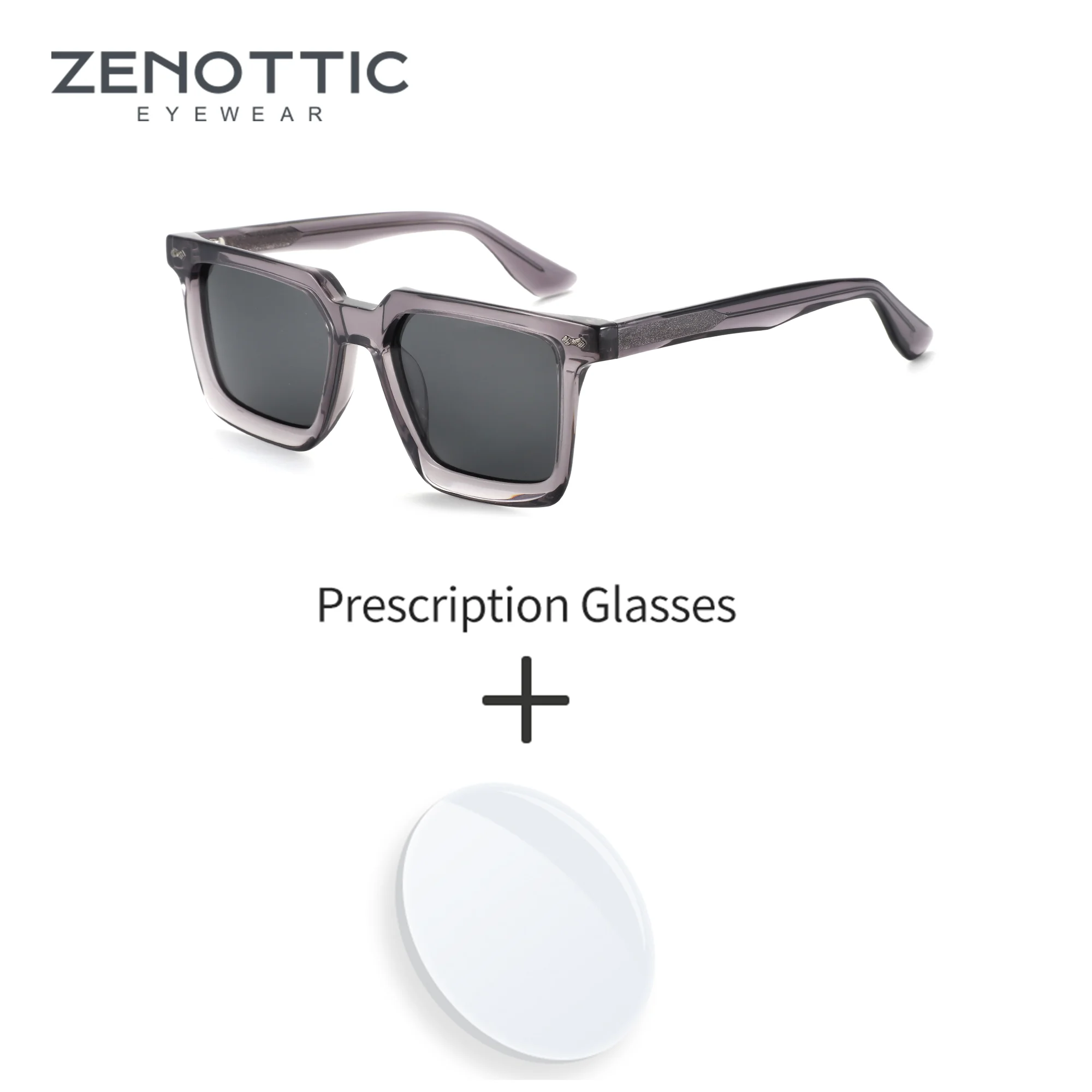 

ZENOTTIC L Size Stylish Acetate Hexagon Prescription Sunglasses Men Progressive UV400 Polarized Progressive Sunglasses Man