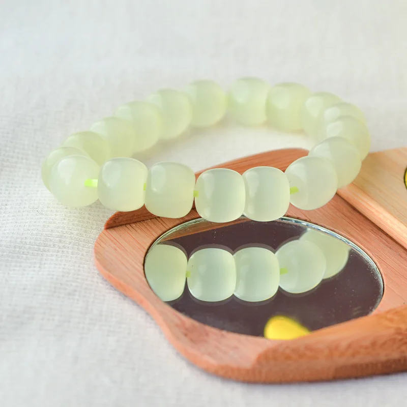 

Афганистанский зеренто-белый женский нефритовый светло-зеленый браслет из бисера, мужской прозрачный опал, глянцевый