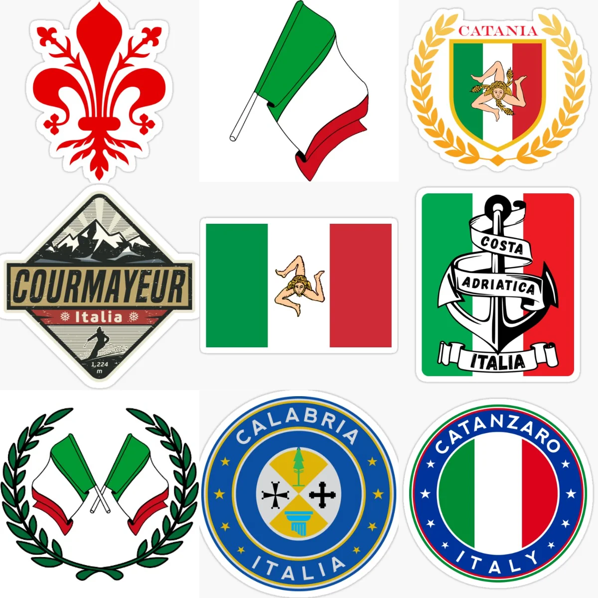 

Italia Flag Emblem Creative PVC Car Stickers for Car Bicycle Van Truck Helmet Window Wall Decoration Accessories