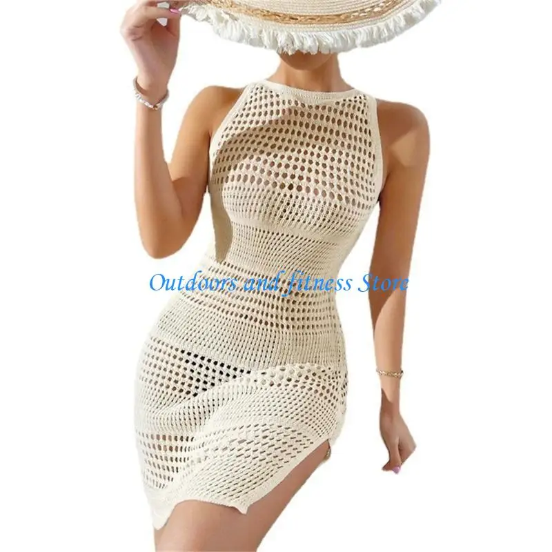 

H053 Women Bathing Suit Beachwear Cover Sleep Shirt Hollow-Out Crochet Swimsuit Sexy Crochet Coverups Swimwear Bikinis Dress