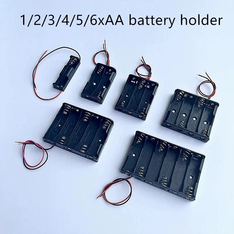 

AA Battery Holder 1/2/3/4/5/6xAA LR6 HR6 Series Cable Battery Box 14500 Battery Holder Uncovered DIY Toy Accessories