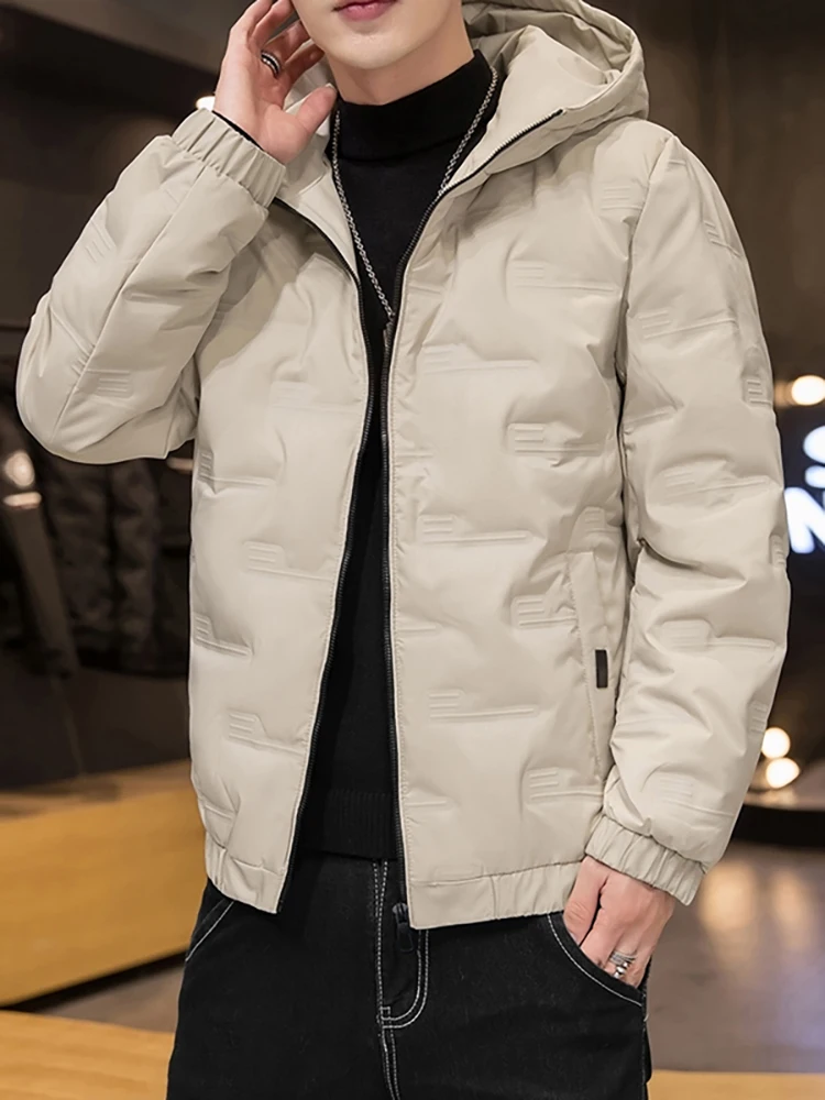 

Модная утепленная зимняя хлопковая куртка для мужчин в корейском стиле, осенне-зимнее теплое пальто с интегрированной шапкой, верхняя одежда