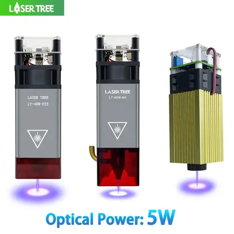 Módulo de laser de árvore laser 4w 5w, cabeça de laser de luz azul ttl de 450nm para gravação a laser, madeira, ferramenta de criação diy