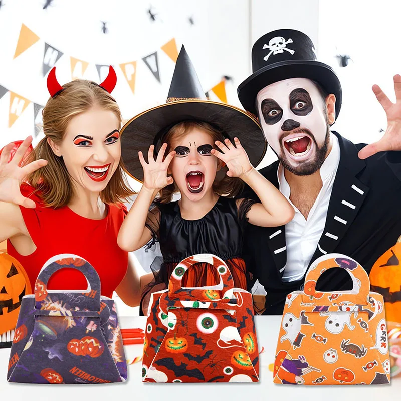 

10/30 Pcs Halloween Handbag Party Gift Packaging Candy Bag Non Woven Pumpkin Children's Tote Bags For Halloween Party Decoration