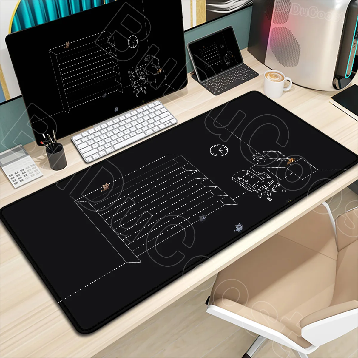 

Lovely Black Anime Cats Mouse Pad Cute Cat Desk Mat 900x400 Kawaii Computer Desk Accessories Mouse Mat Mousepad Gamer Rubber Pad