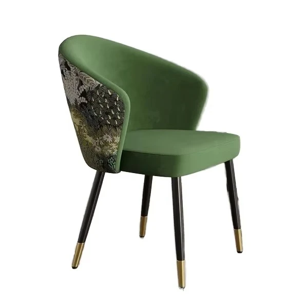 

Modern Design Art Deco Restaurant Chair Green Fashion Velvet Fabric Carbon Steel Legs Restaurant or Villa