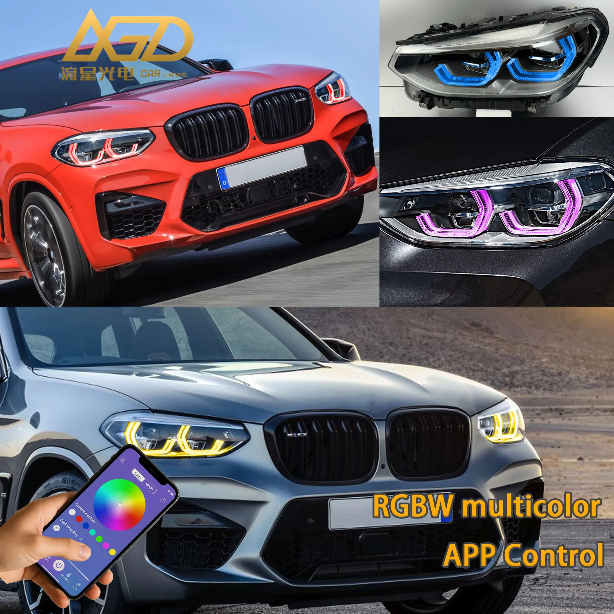 

LXGD RGBW Multicolor Modules With Heatsinks For 2018-2021 BMW X3 X3M F97 G01 X4 X4M G02 ix3 Fits Adaptive Headlight