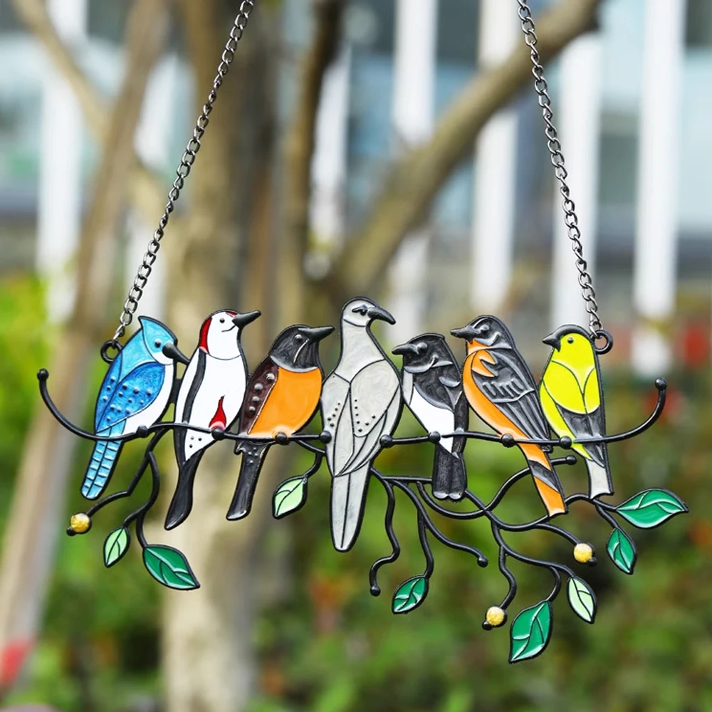 

Birds Pendant Home Garden Decoration Colorful Plastic Multi Birds Figurines Miniatures Metal Home Decor Crafts