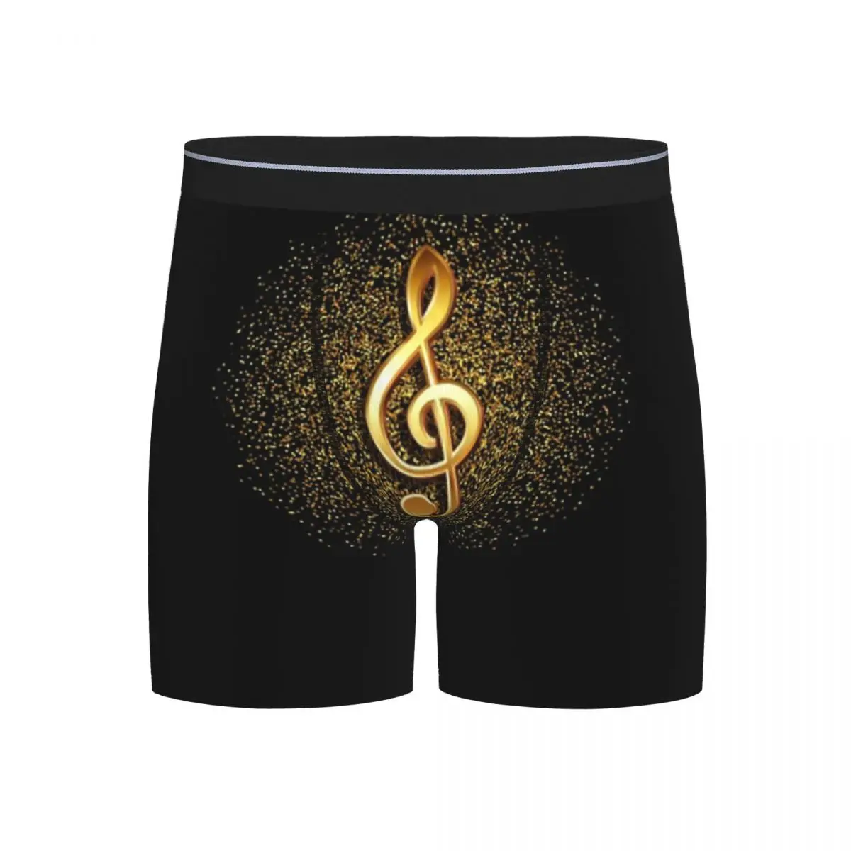

Long Boxer Underpants Shorts Golden Musical Music Notes Symbol Panties Male Ventilate Underwear for Homme Man Boyfriend Gift