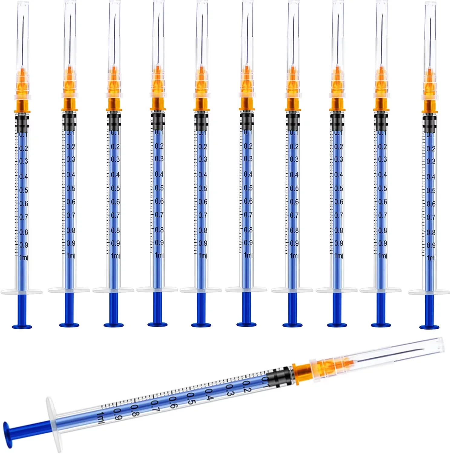 1ml/cc plastic Luer sliding syringe, with 25Ga and cap, individually packaged, suitable for scientific laboratories,