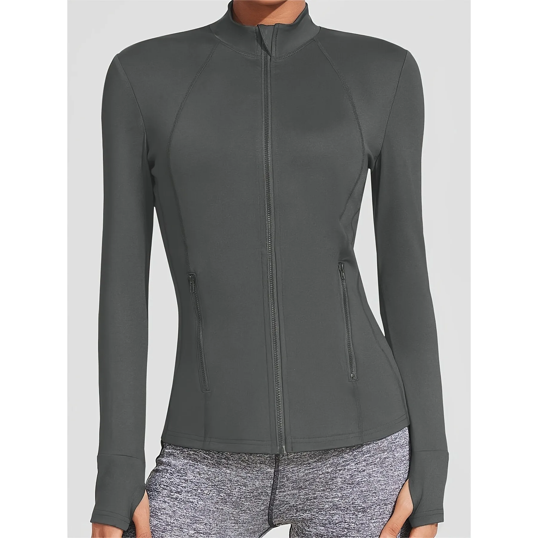 

Gold Zipper Yoga Jacket Women's Fashion Summer Set Cross-Border No Brand Yoga Sportswear with Zipper Detail