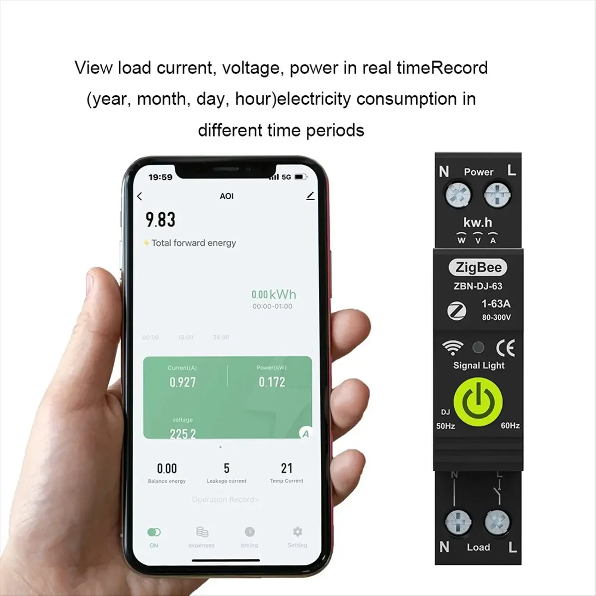 AT16 Tuya Zigbee Intelligent Circuit Breaker Timing Bidirectional Photovoltaic Metering Energy Meter Automatic Reclosing