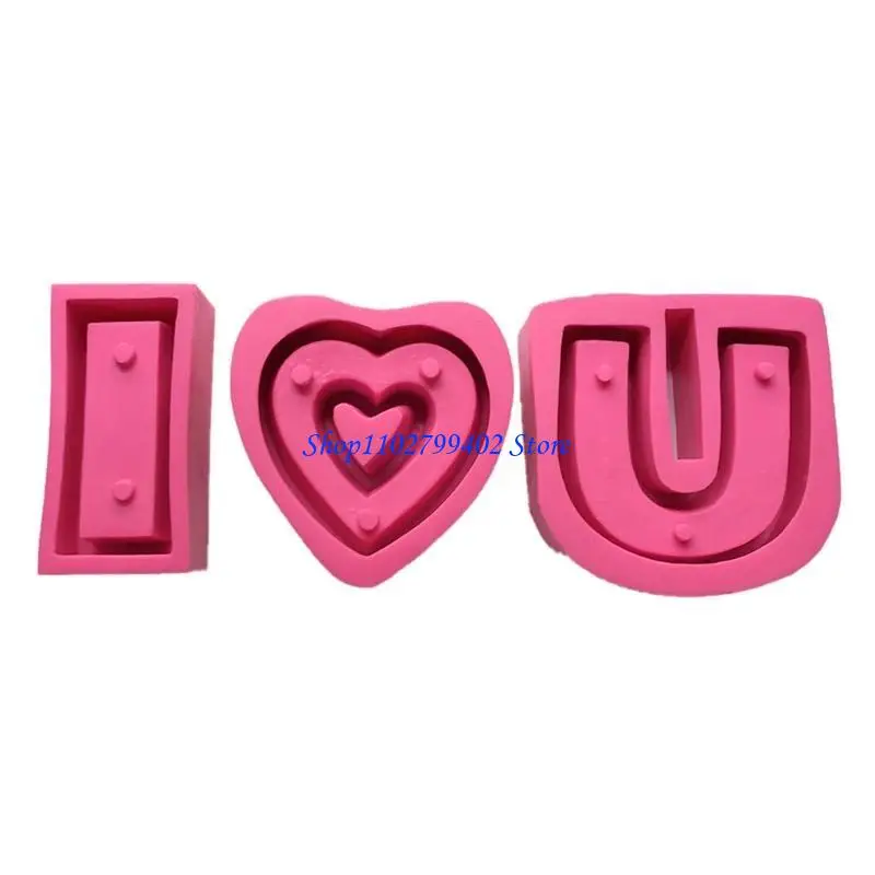 547F I Love You Silicone Flower Pot Mold Gypsum Concrete Cement Plant Decor