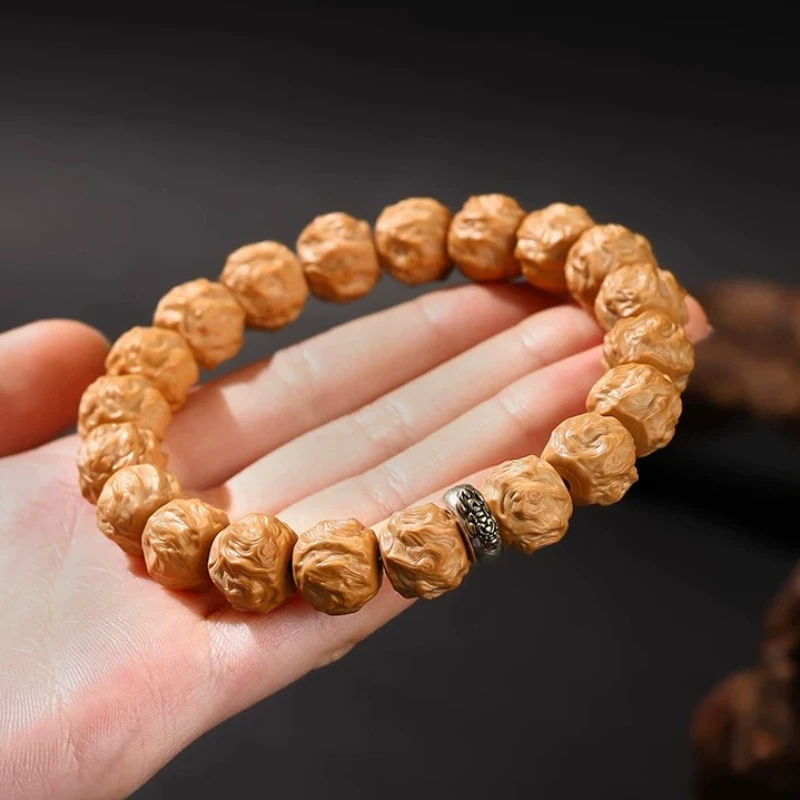 Chinese Style Lucky 12 Chinese Zodiac Guardian 12-13mm Carved Monkey Head Walnut Beaded Bracelet For Men Wenwan Prayer Blessing