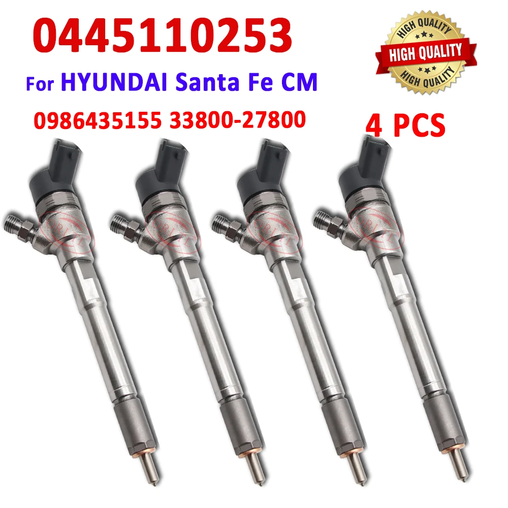 ORLTL New 0445110253 Fuel Injector 0 445 110 253 Diesel Injector Nozzle 3380027800 0986435155 For HYUNDAI Santa Fe 33800-27800