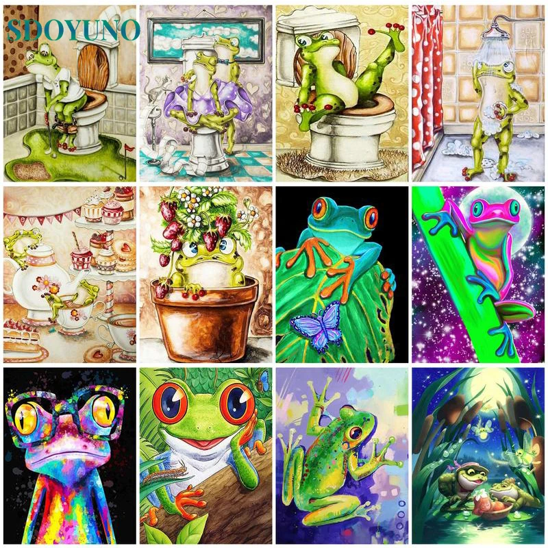 

SDOYUNO-Painting By Number,Animal Frog,On Canvas,With Frame,DIY,Kit,Acrylic Paint,Coloring By Number,Decorative Paintings,Gifts