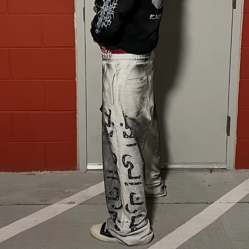 Stile High Street, design di nicchia, moda alla moda, pantaloni casual stampati con lettere, pantaloni versatili per lo shopping Instagram