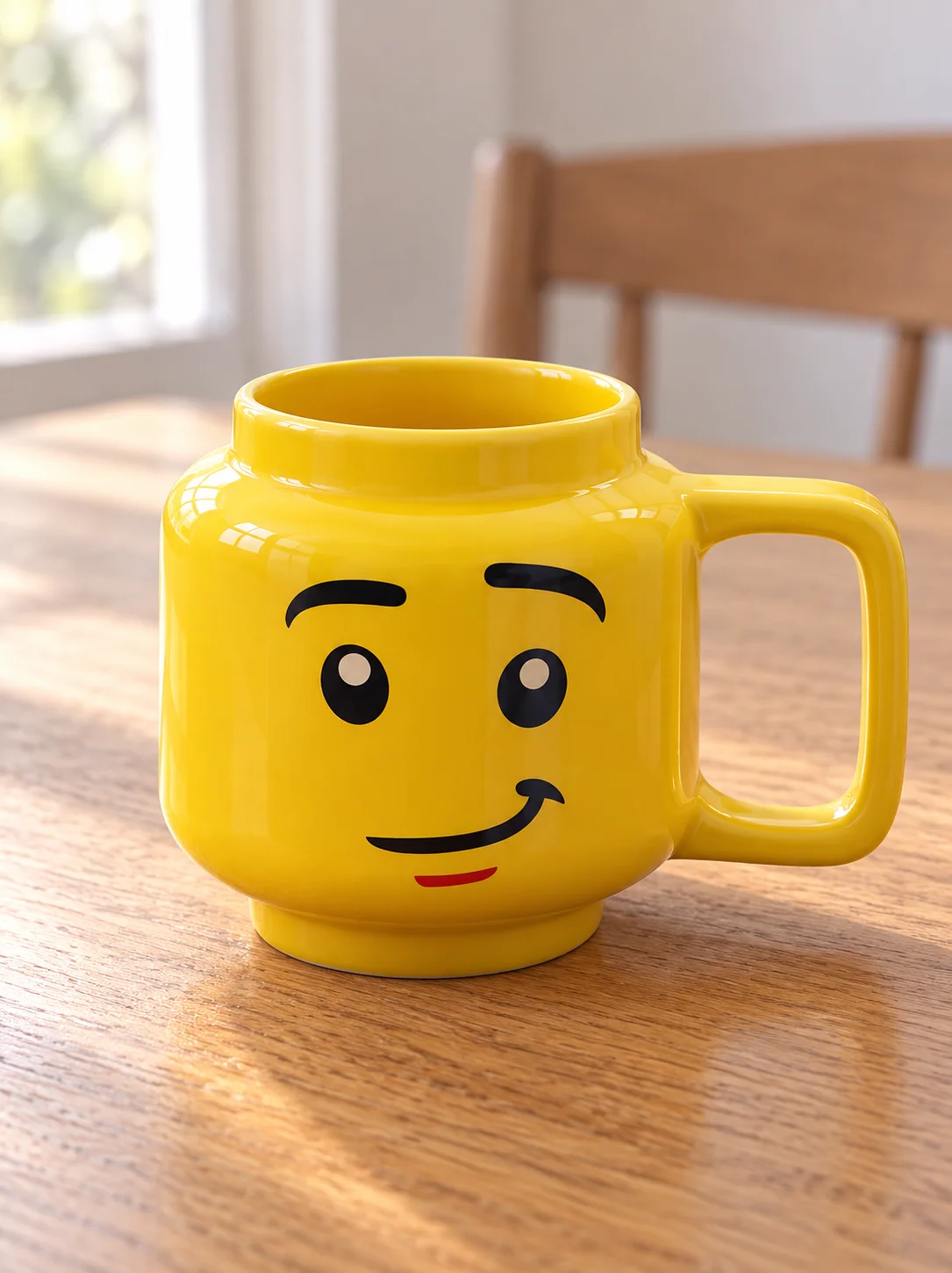 Creative Yellow Smiley Face Ceramic Mug Cute Head Shaped Coffee Tea Milk Cup with Handle for Home Office Kitchen Birthday Gift