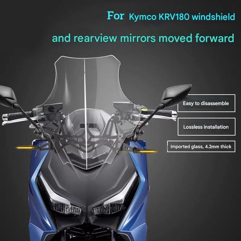 For KYMCO KRV 180 Install the accessory windshield rearview mirror and move it forward to the windshield.