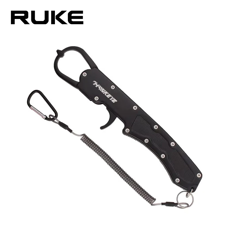 RUKE อลูมิเนียม Fish Lip Grip Fishing Tackle เครื่องมือความยาว 23.5 ซม.น้ําหนัก 161g Non-SLIP ส่ง Anti-Lost เชือกจัดส่งฟรี