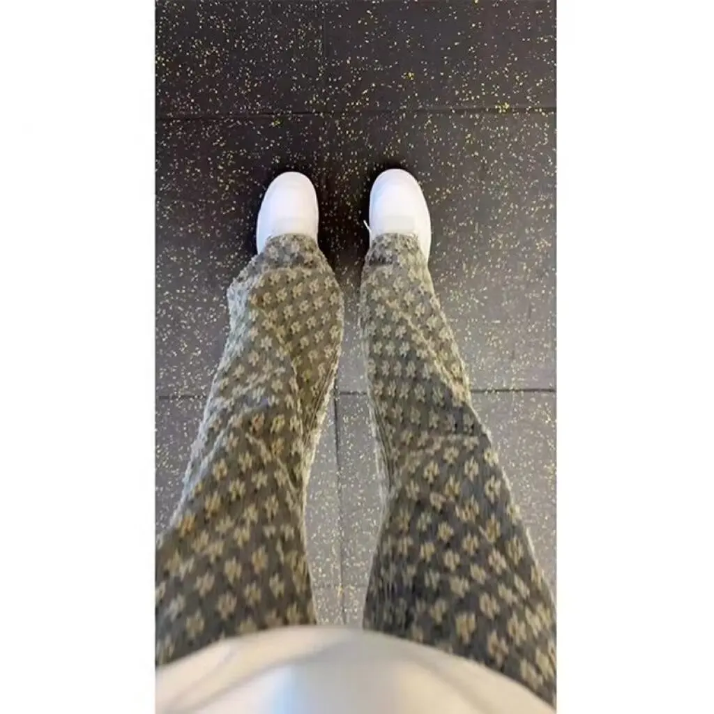 

Trendy Embroidered Denim Jeans Straight Leg High Street Micro Flare Pants ex American Vibe Casual Jeans Youth Sle