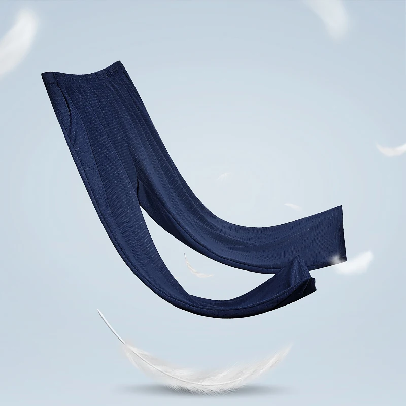 

Мужские летние повседневные длинные брюки из ледяного шелка, брюки с кондиционером. Тонкий фасон, подходящий для весны и осени, свободный крой.