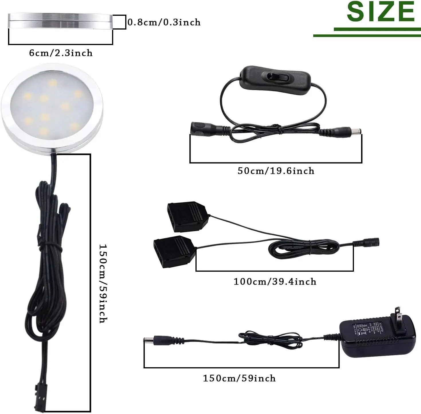 12 فولت LED مجموعة أضواء تحت الكابين 6 حزمة مصابيح عفريت الحبل الأسود لإضاءة خزانة المطبخ مع مفتاح تشغيل/إيقاف يدوي 12 واط #2