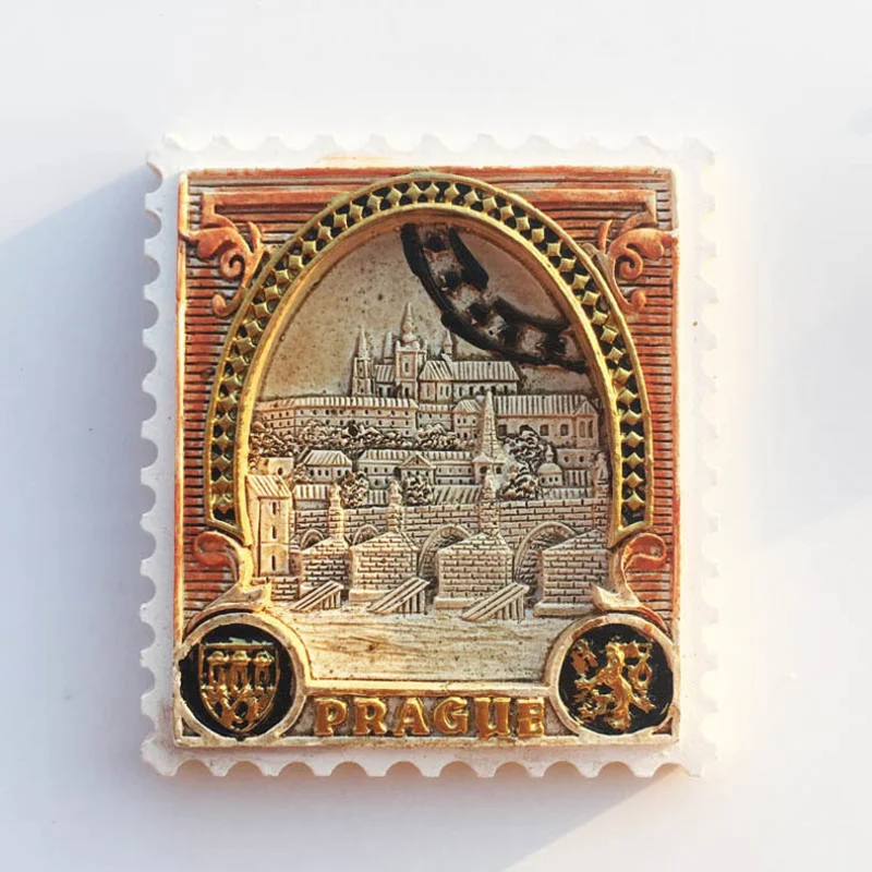 

Czech Republic Prague 3D resin refrigerator magnet, Charles Bridge and castle landscape, refrigerator powerful magnet
