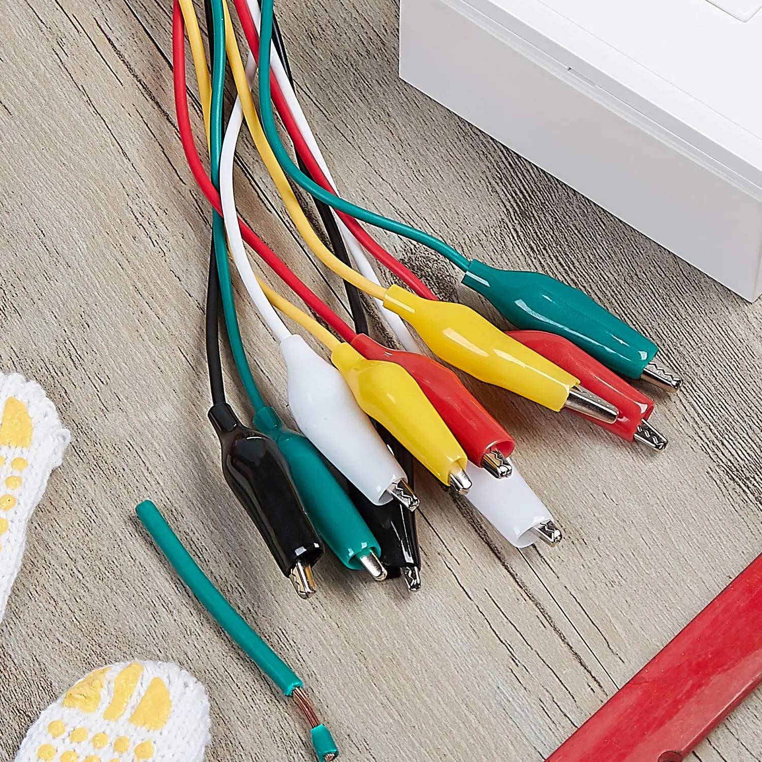 10PCS Premium Alligator Clips Electrical, 5 Colors Test Leads with Testing Probes, Crocodile Jumper Wires Cable with Alligator