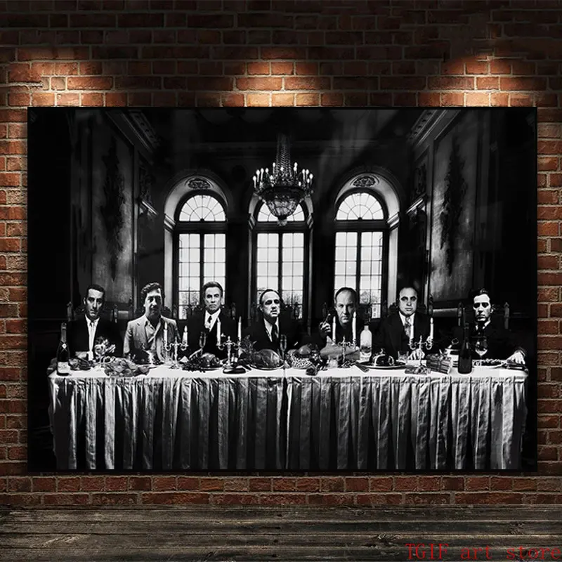 السوبرانوس العراب المشارك الفيلم العصابات العشاء الأخير الفن شخصية قماش اللوحة صورة لغرفة المعيشة ديكور المنزل