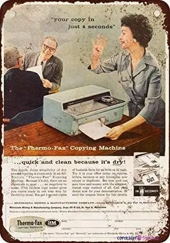 Retro Metal tin Sign 1958 Thermo-Fax Copying Machine Sign Exterior Home Cave Garage bar Wall Decoration Vintage Metal