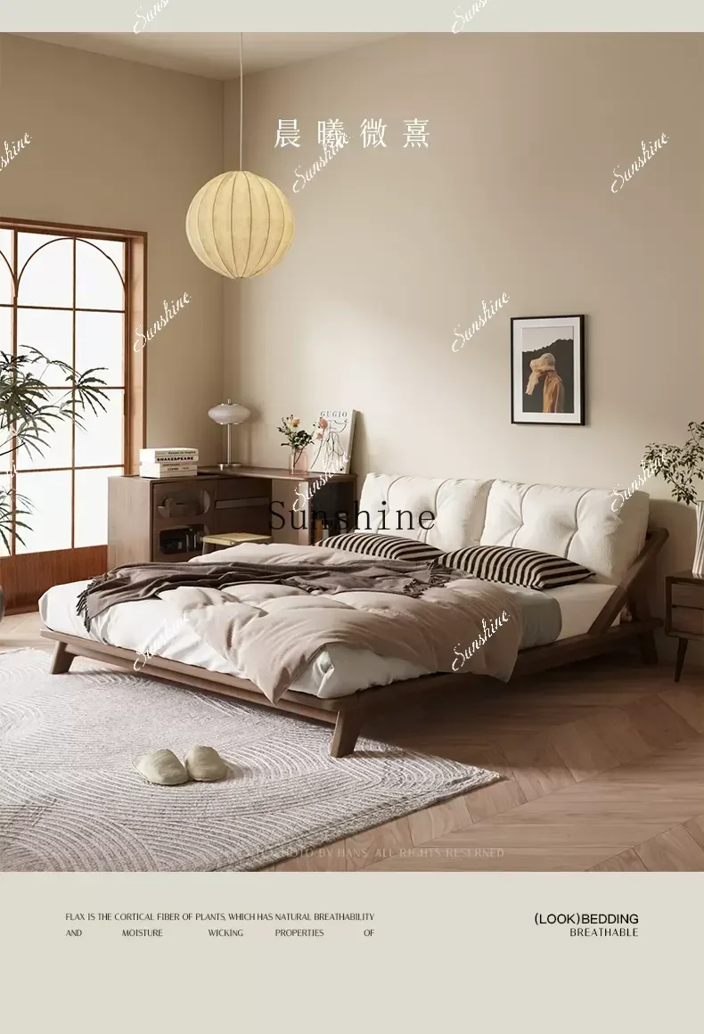 Small apartment household retro walnut tatami double  FT