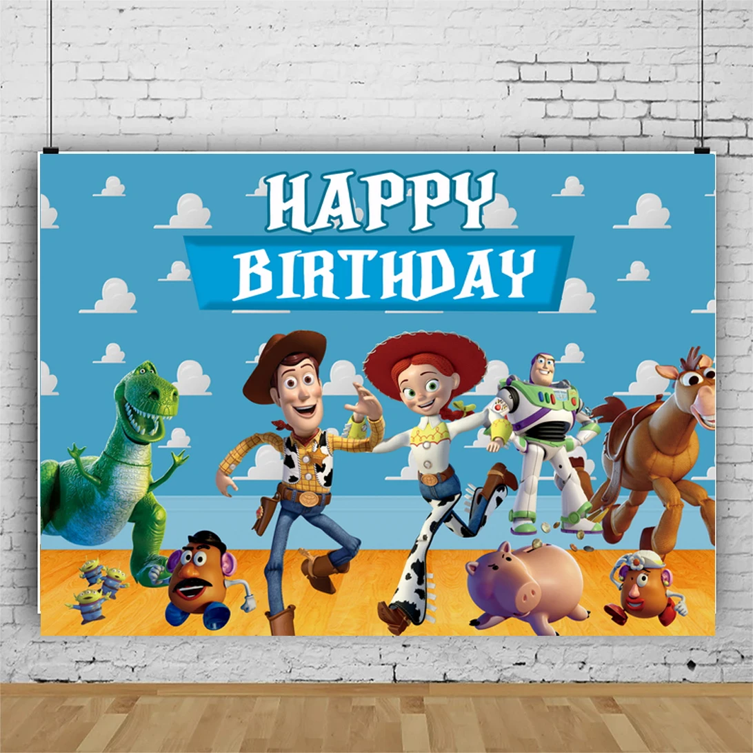 Disney Toy Story Buzz Lightyear Birthday Background Cloth Tapestry Hudi BirthdayKid Baby Birthday Party Photo Studio Decorations