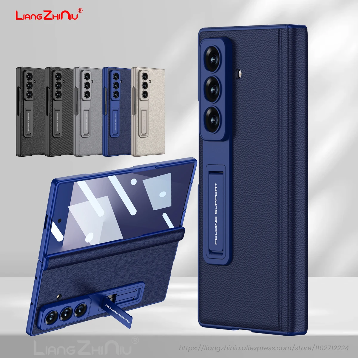

Складной кожаный чехол для Samsung Galaxy Z Fold 7, чехол с петлей, защитный экран, мембранная рамка, встроенная крышка-подставка с тонким отверстием