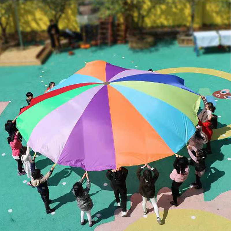 Outdoor Children Games Kids Play Rainbow Parachute Toy 2M 3M 5M Cooperative Teamwork Activities Party Carnival Fun Favors