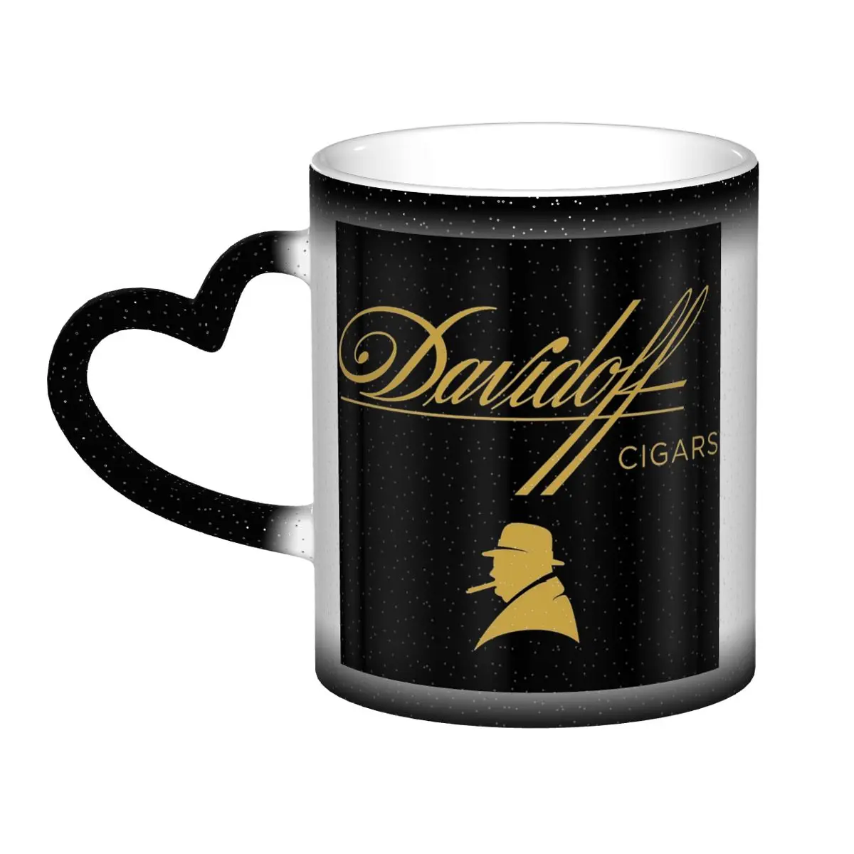 Davidoff Cigars Taza negra divertidas tazas de café de cerámica tazas de té taza de leche regalos para mujer hombre