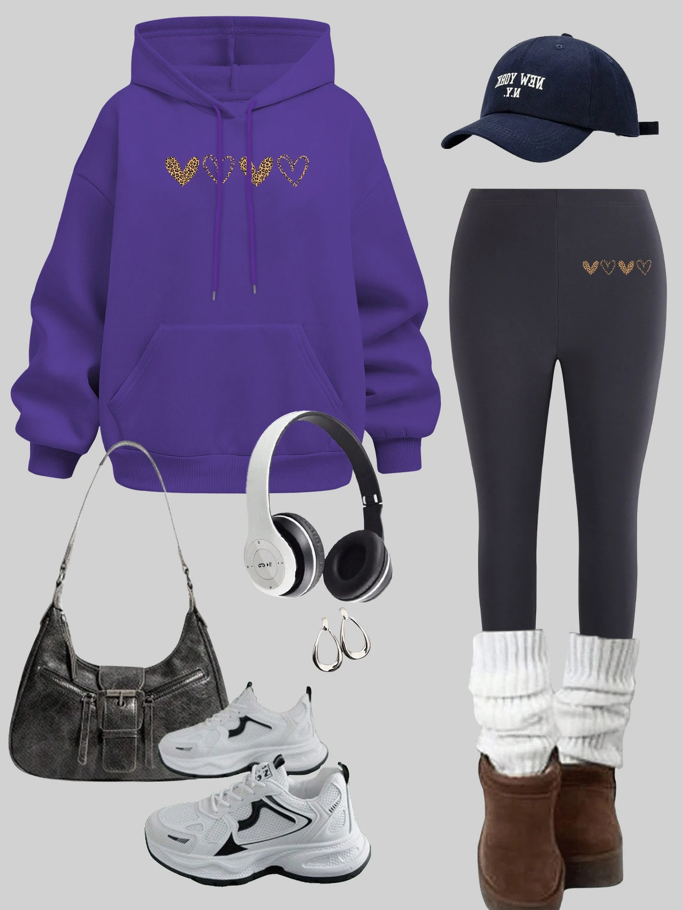 

Женские толстовки с леопардовым принтом и узором «любовь», флисовые универсальные пуловеры, осенние утепленные леггинсы в стиле хип-хоп, женские комплекты брюк