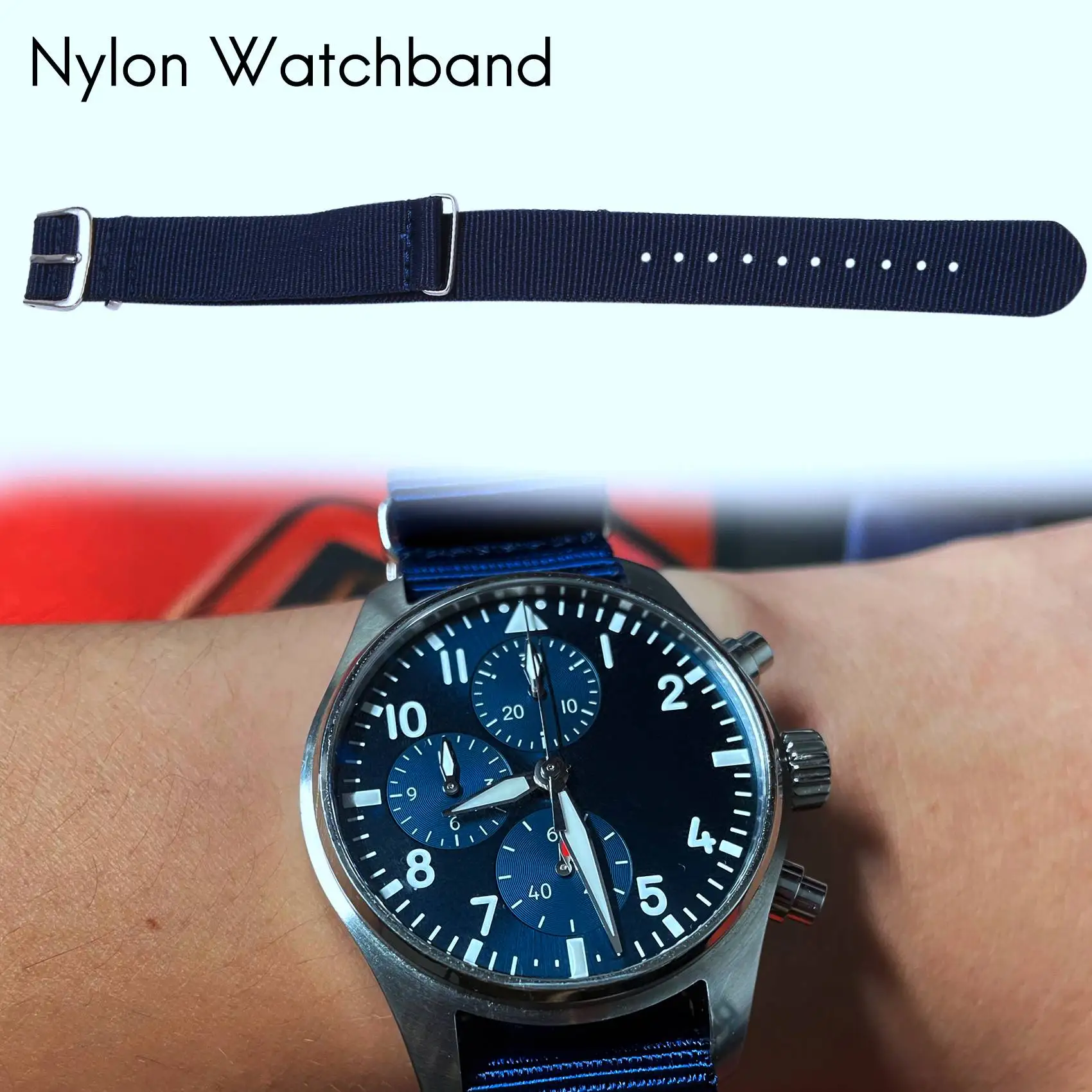 FZFZ 18 mm Nylon-Uhrenarmband mit Kordelzug, Armband, Uhrenarmband, dunkelblau