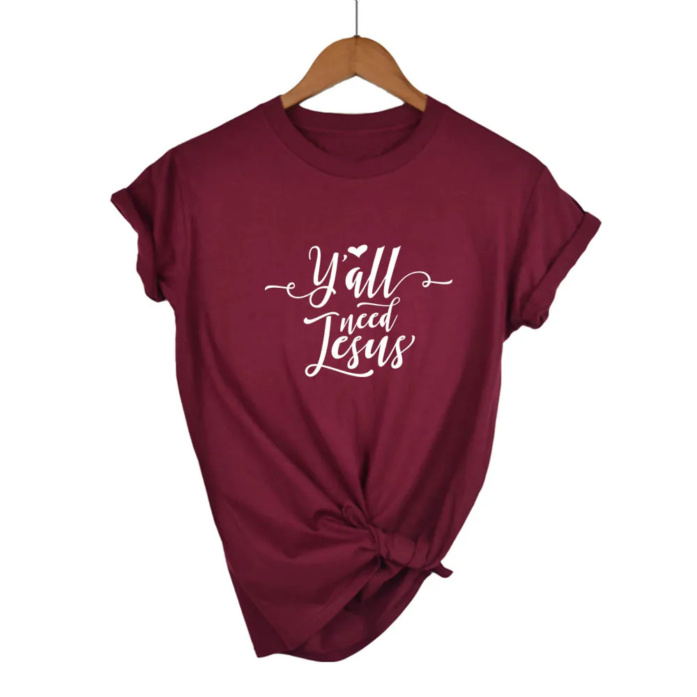 

Y'ALL NEED JESUS Letters Print Women tshirt Cotton Casual Funny t shirt For Lady Girl Top Tee Hipster Drop Ship