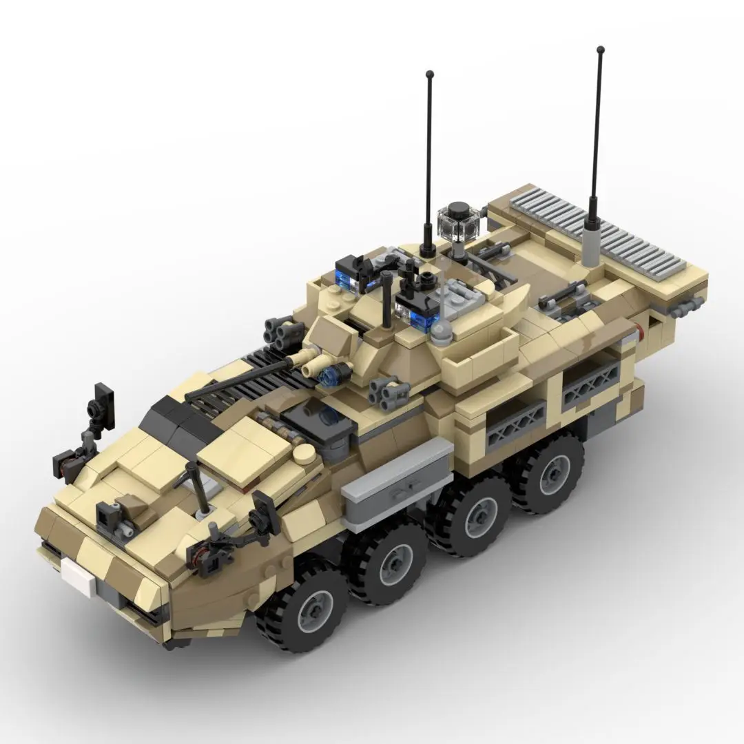 WWII RU 8x8 Wheeled Armored Vehicle BTR82a MOC Building Block Model CA Military Tank LAV-III Children\'s Assembled Brick Toy