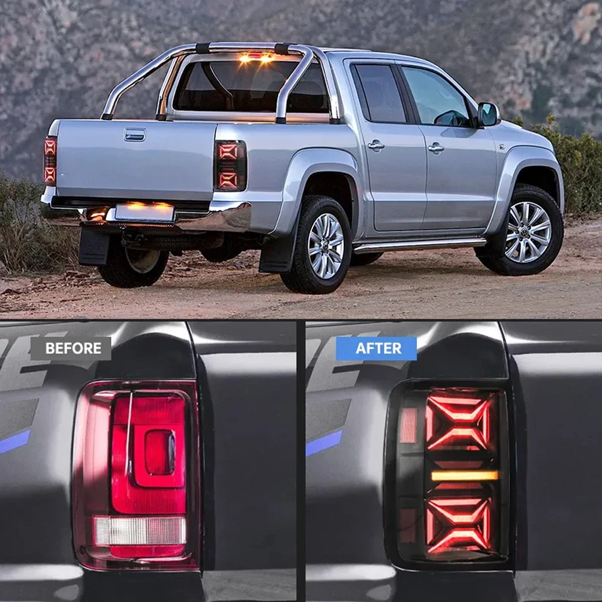 

2 PCS LED Car Rear Lamp Assembly For Volkswagen VW Amarok 2010-2020 Taillights DRL Sequential Turn Signal Plug-n-Play