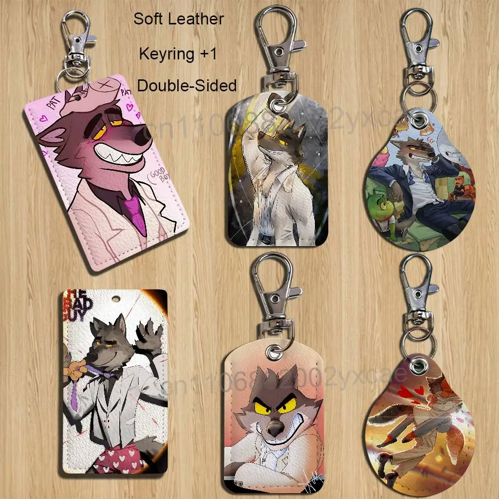 cute Wolf cool Bad Guys Keychain Holder Suitable For Subway Bank Card Bus Card Case Badge Holder Wallet Card Textured pattern